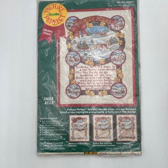 Bucilla Embroidery Jingle Bells 14 x 18 Christmas - Picture 1 of 5